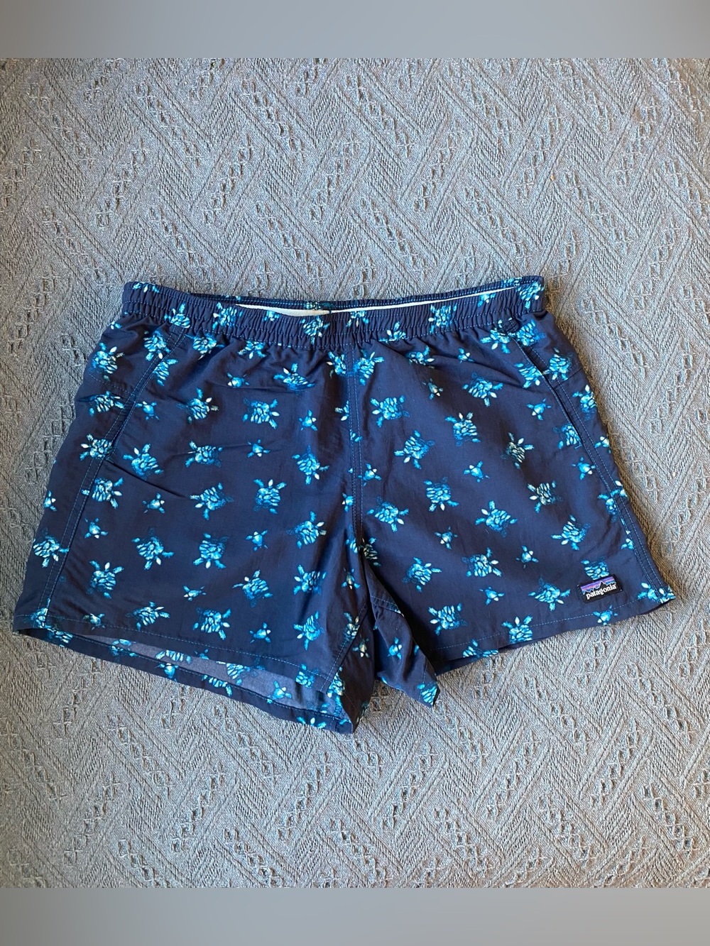Patagonia Women’s Baggies Shorts Little Flippers: Stellar Blue Size Small